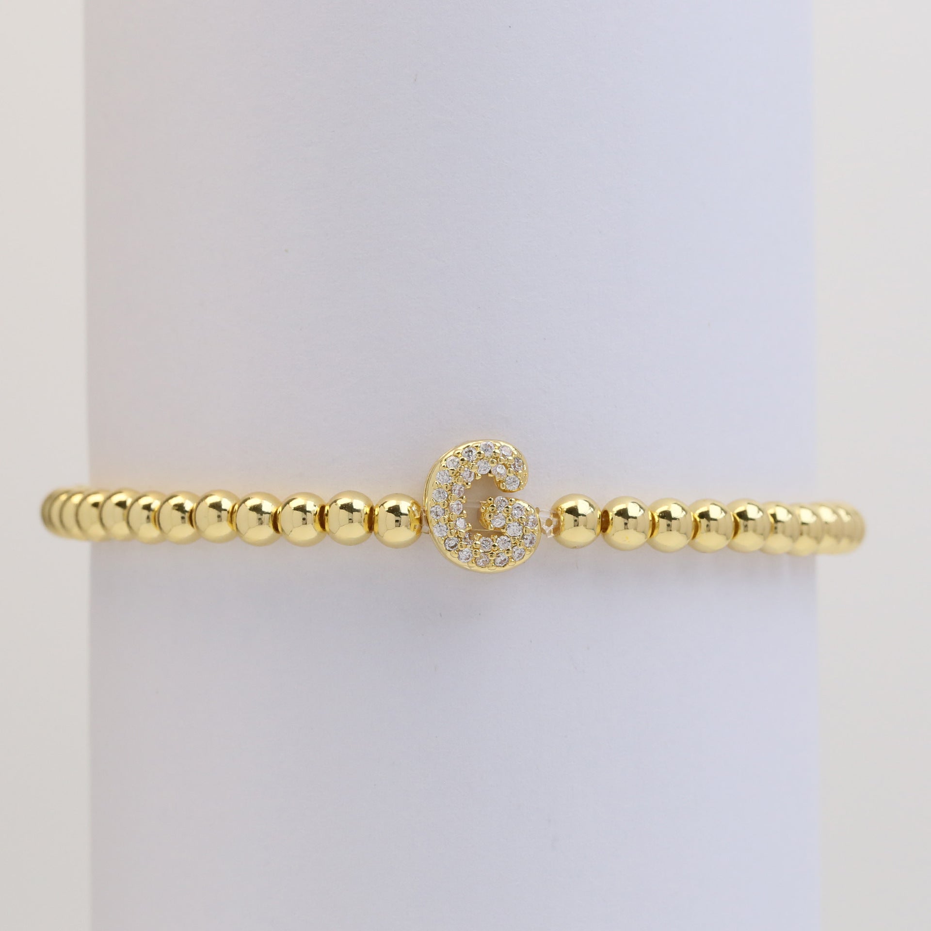 18K Plated Copper Beads Bubble Initial Letter Bracelet
