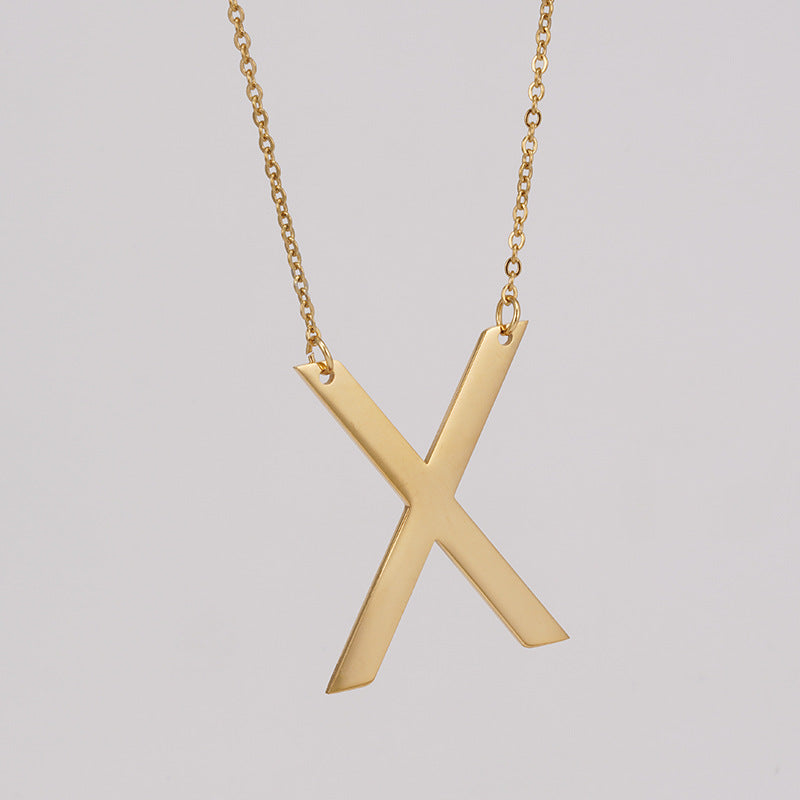 18K Plated Stainless Steel Big Initial Letter Necklace