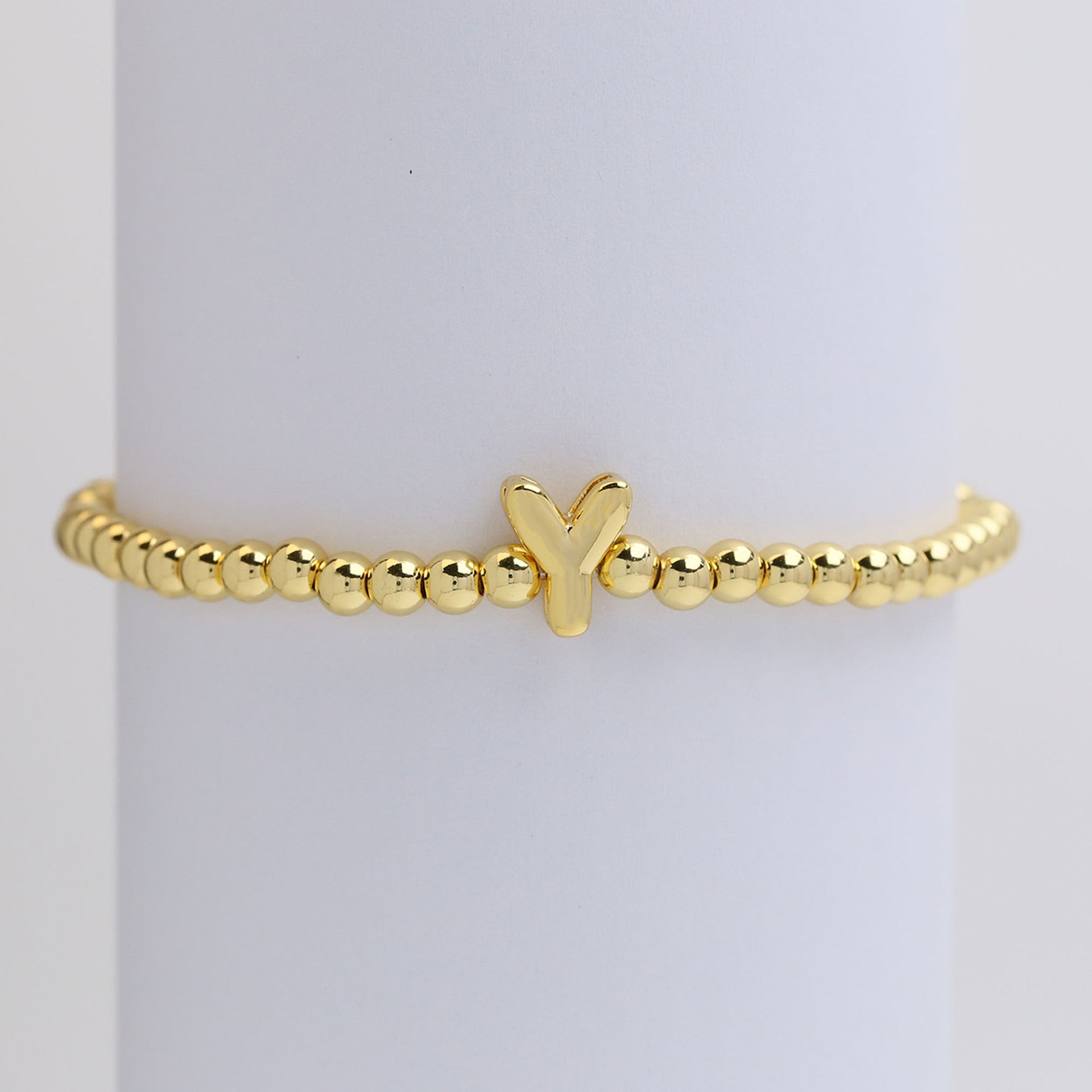 Custom 18K Plated Beads Letter Bracelet