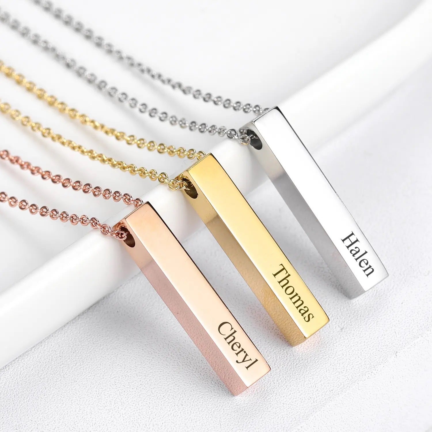 S925 Sterling Silver Personalized Bar Name Necklace