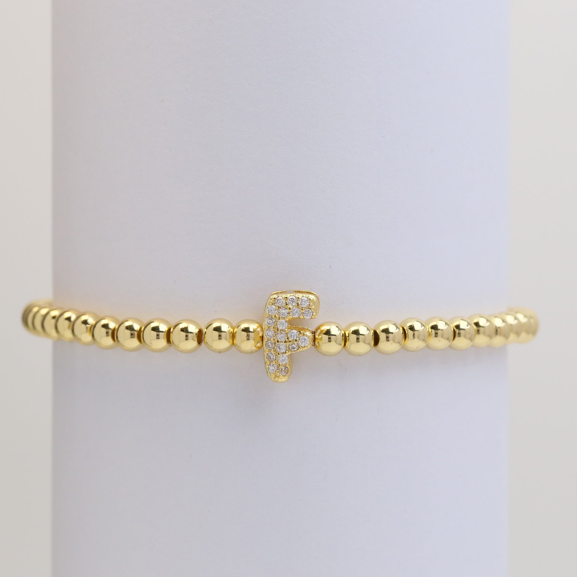 18K Plated Copper Beads Bubble Initial Letter Bracelet
