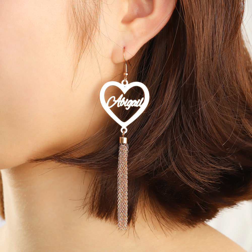Custom Name Long Tassels Earring