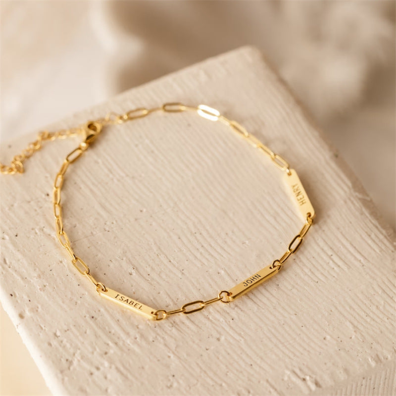 Custom Name Bracelet Engraved Name Bar Bracelet