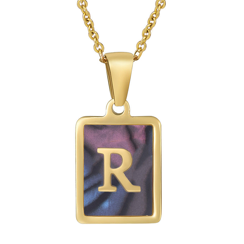 18K Plated Shell Initial Letter Necklace