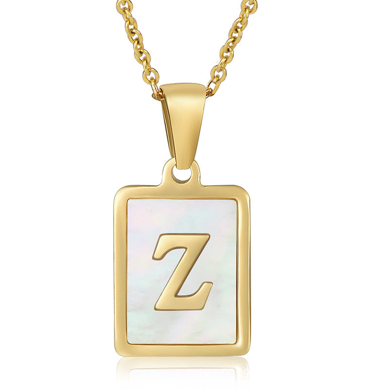18K Plated Shell Initial Letter Necklace