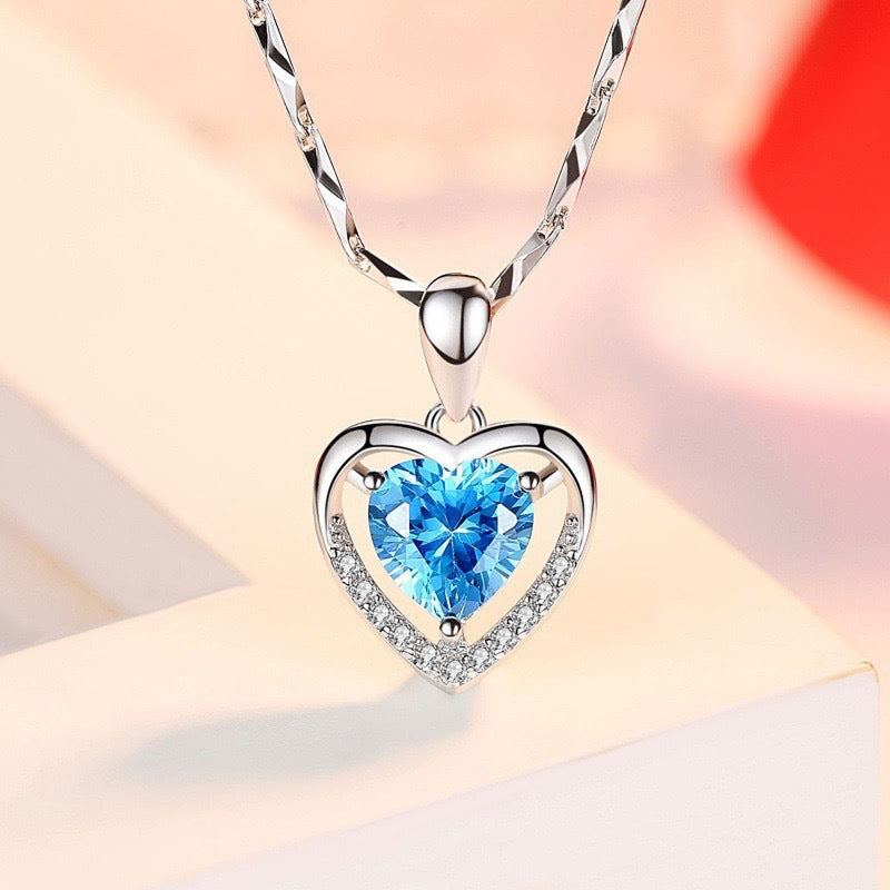 S925 Sterling Silver Zircon Eternal Heart Necklace