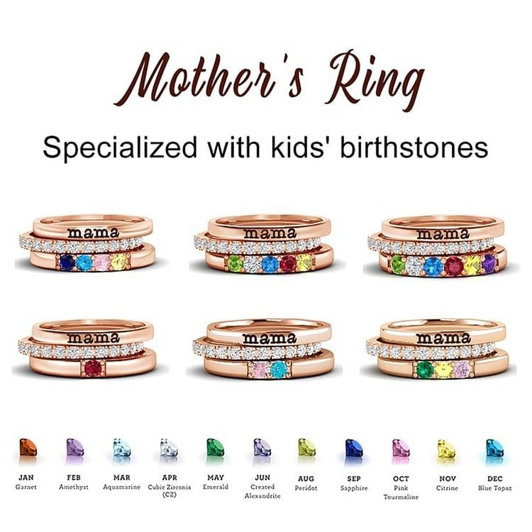 Custom Name Birthstone Rings 3pcs/set
