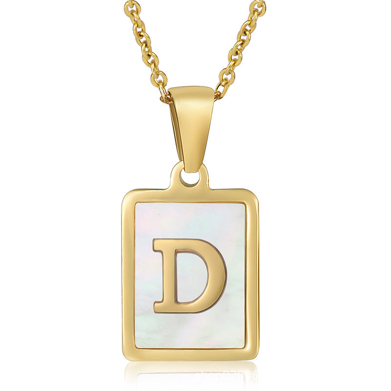 18K Plated Shell Initial Letter Necklace
