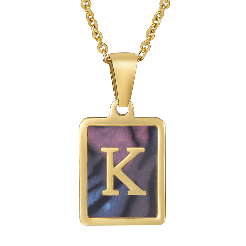 18K Plated Shell Initial Letter Necklace