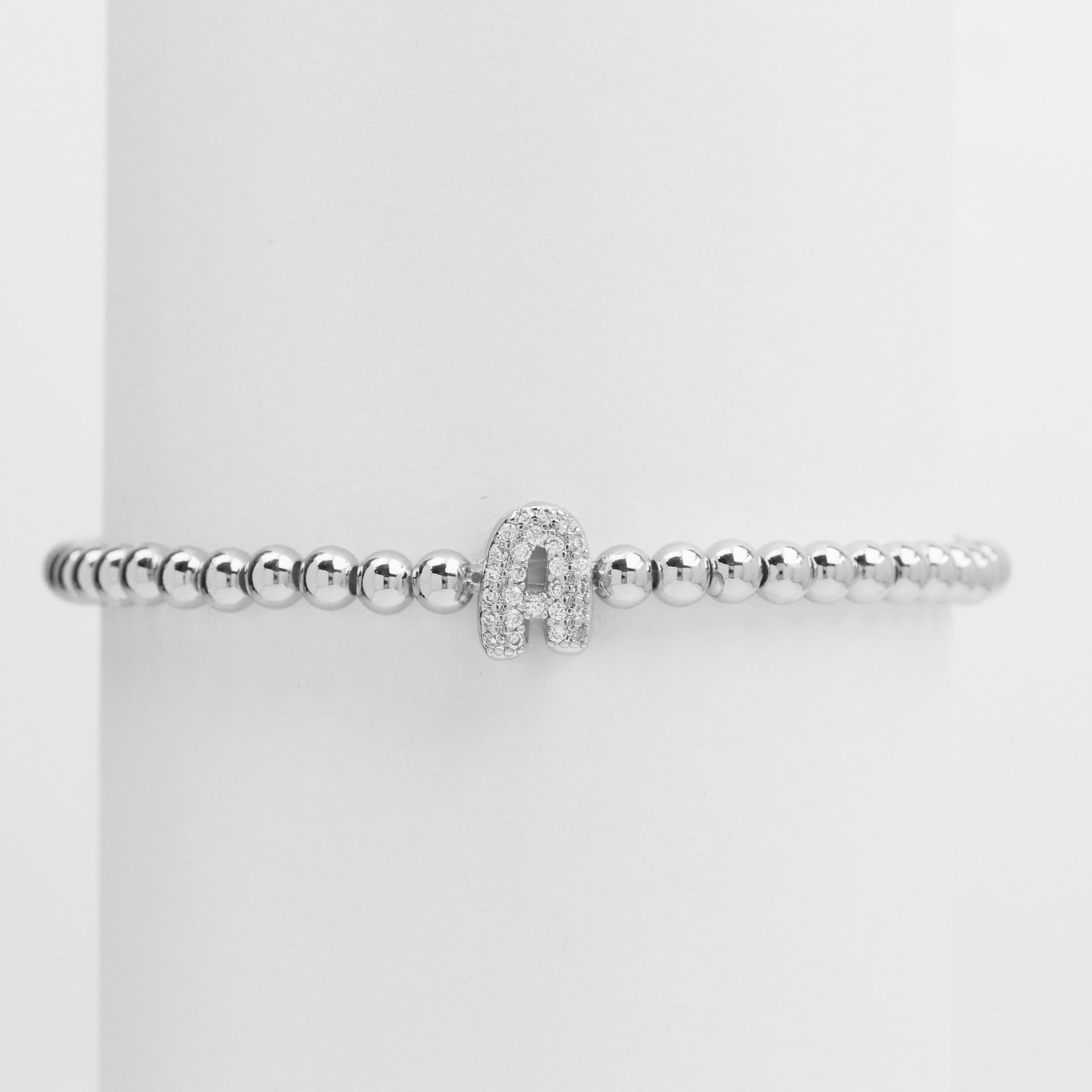 18K Plated Copper Beads Bubble Initial Letter Bracelet