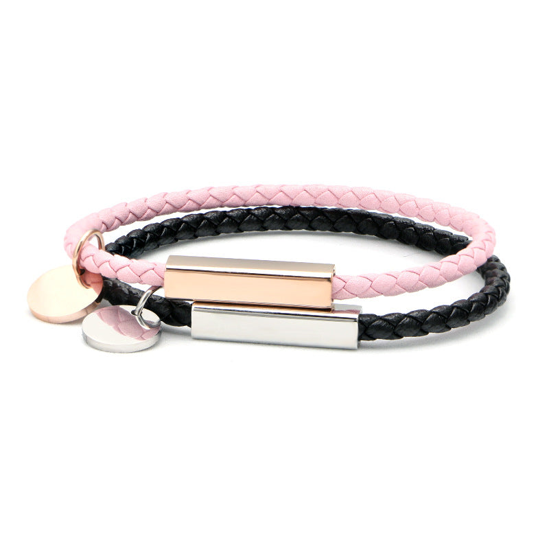 Custom Message Woven Couples Bracelet