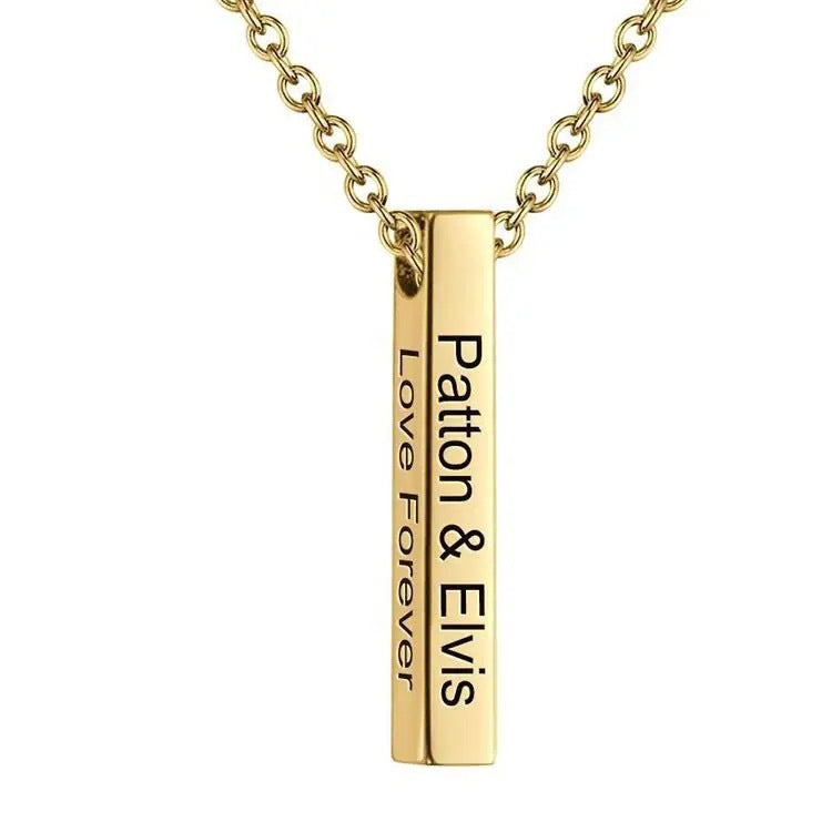S925 Sterling Silver Personalized Bar Name Necklace