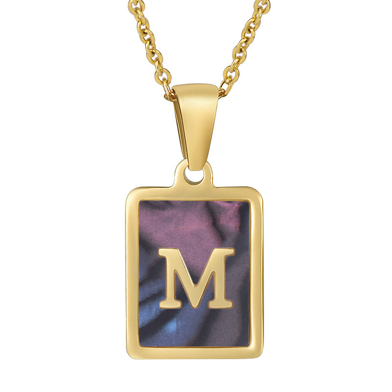 18K Plated Shell Initial Letter Necklace