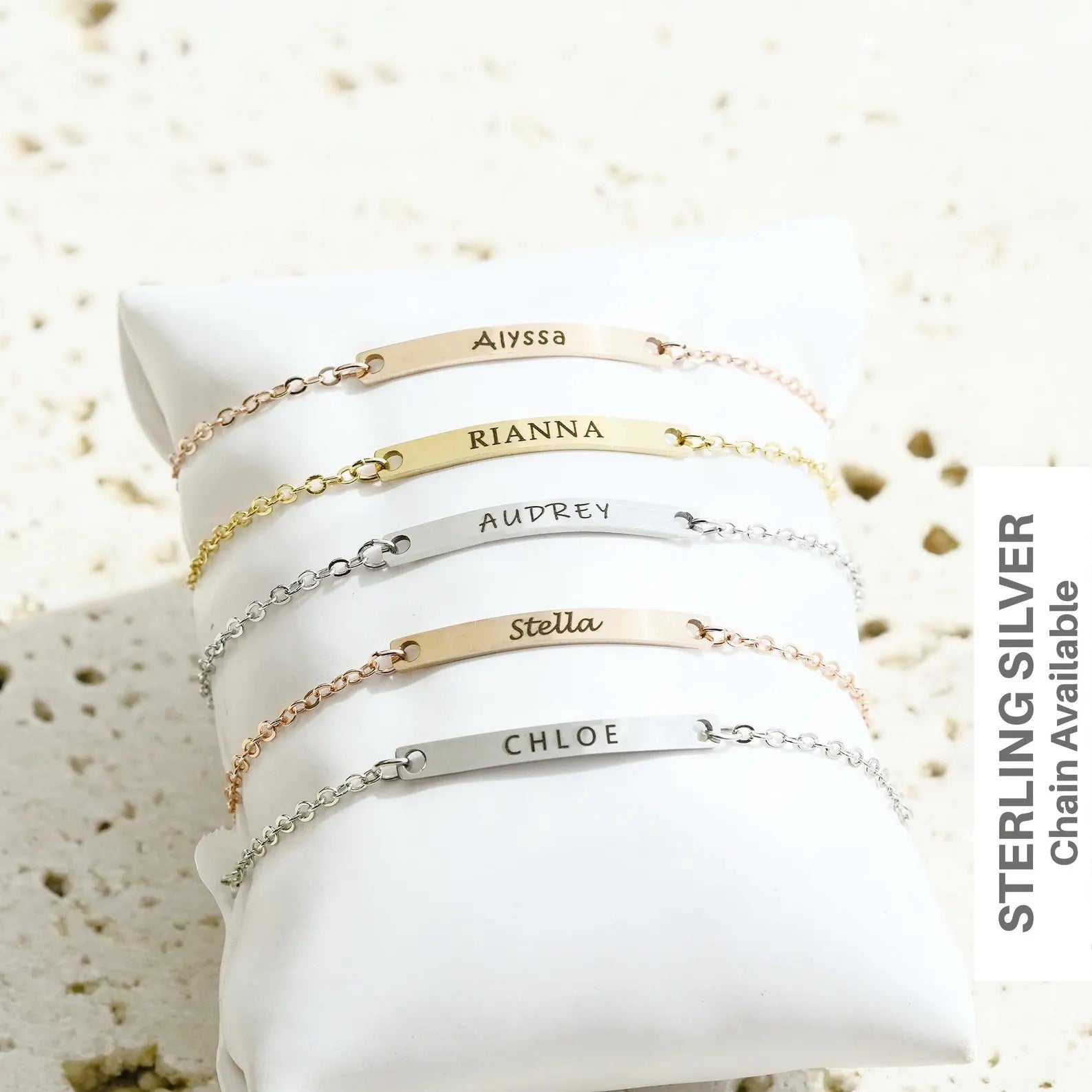 Custom Engraved Bar Name Bracelet for Girlfriend Wife Friends Sister