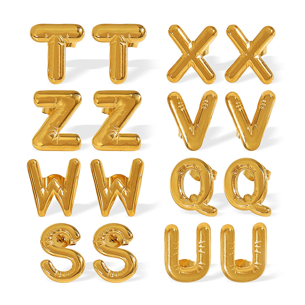 18K Plated Custom Earrings Personalized Letter Earring