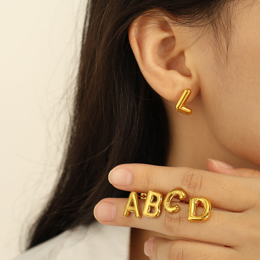 18K Plated Custom Earrings Personalized Letter Earring