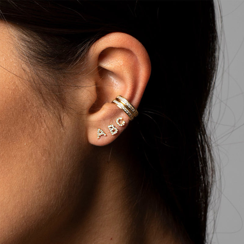 S925 Sterling Silver Initial Letter Stud Earring