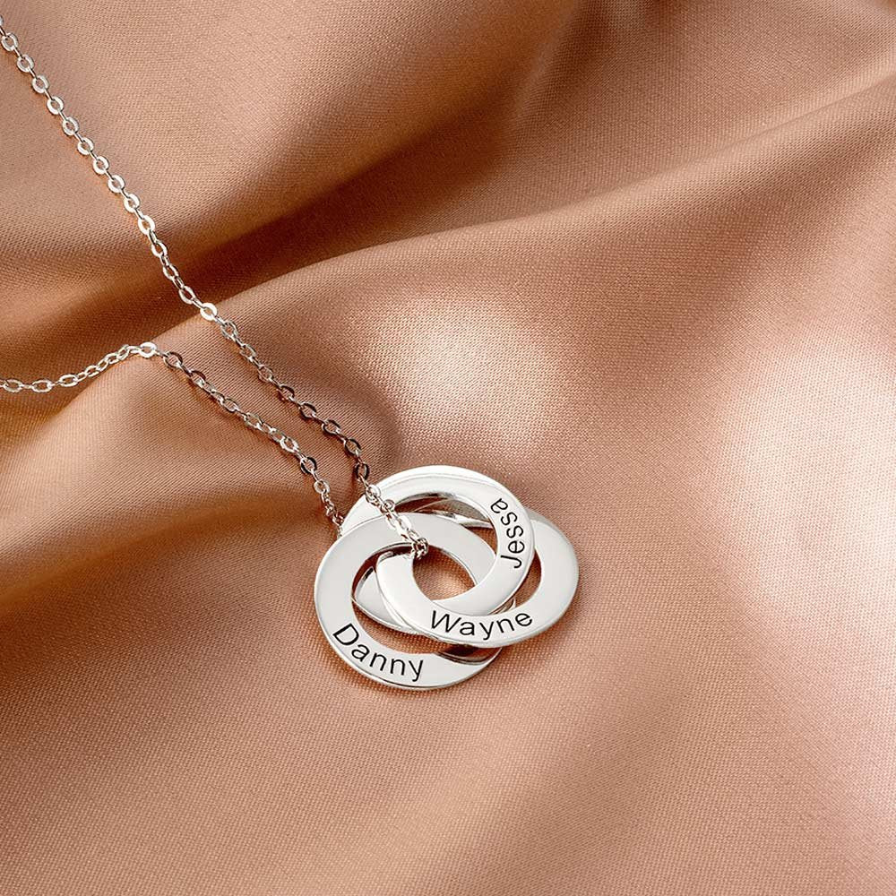 Custom Multi Circle Family Name Necklace for Mom Wife Grandma Women Friends