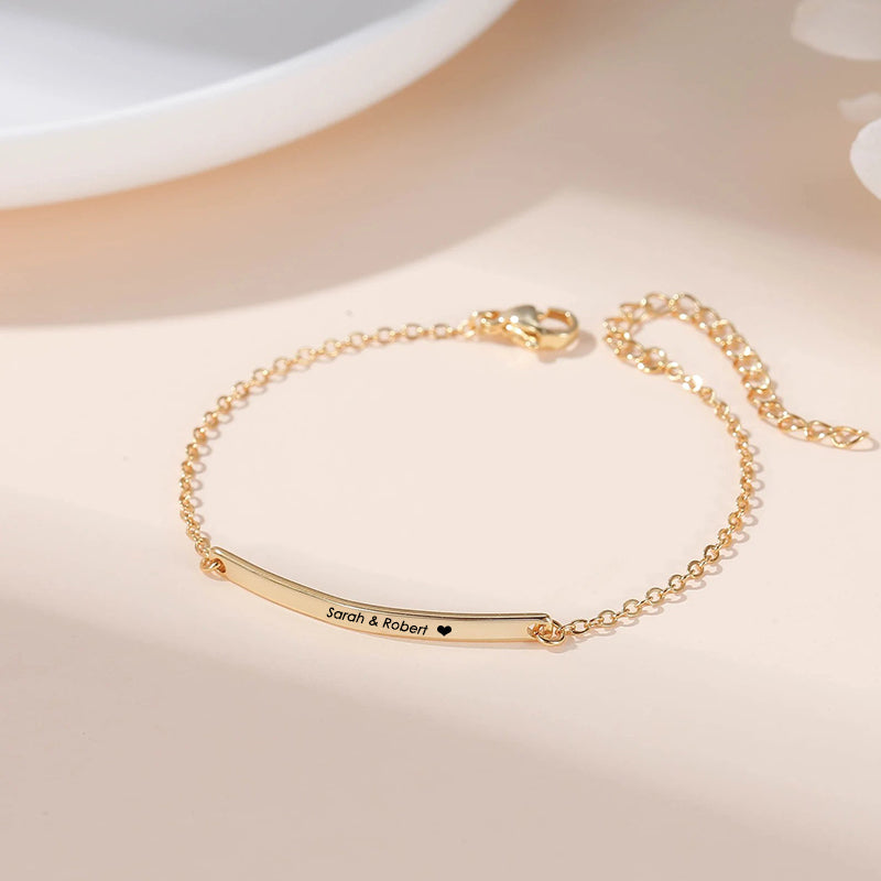 Custom Engraved Bar Name Bracelet for Girlfriend Wife Friends Sister