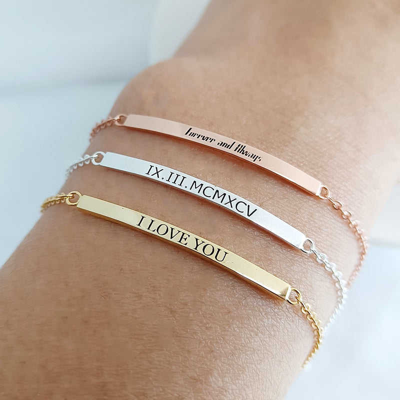 Custom Engraved Bar Name Bracelet for Girlfriend Wife Friends Sister