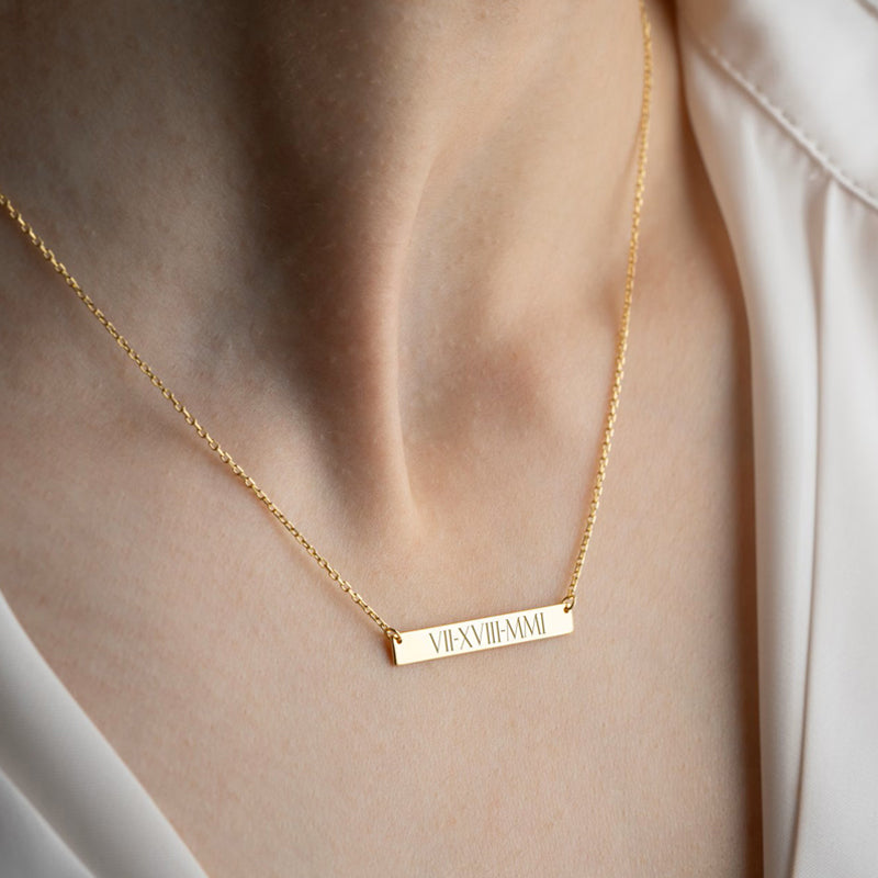 18K Plated Personalized Name / Message Bar Necklace