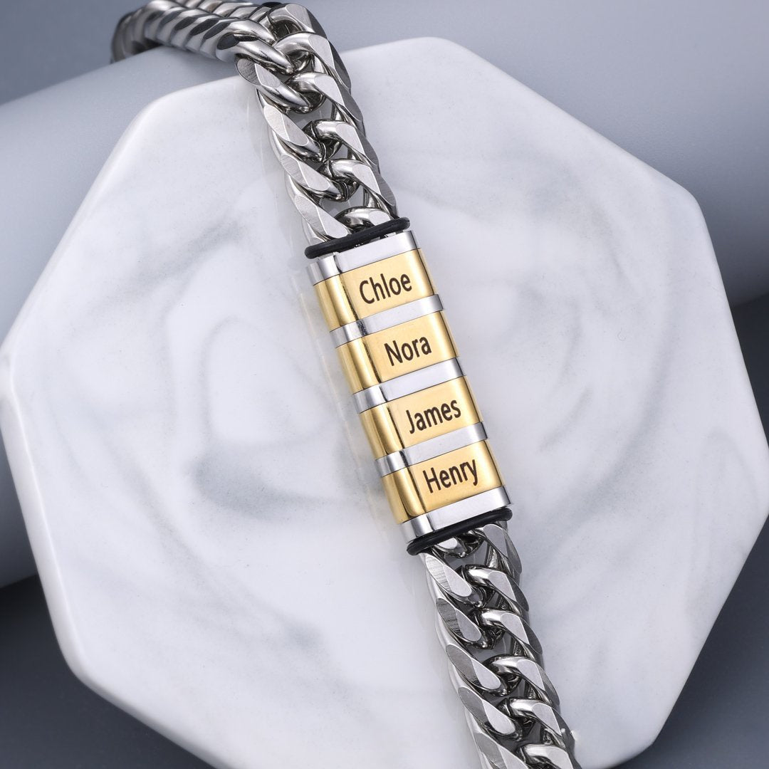 Custom Family Name Bracelet for Dad Father's Day Gift