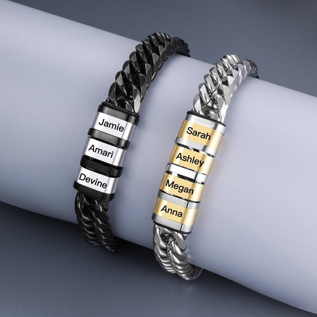 Custom Family Name Bracelet for Dad Father's Day Gift