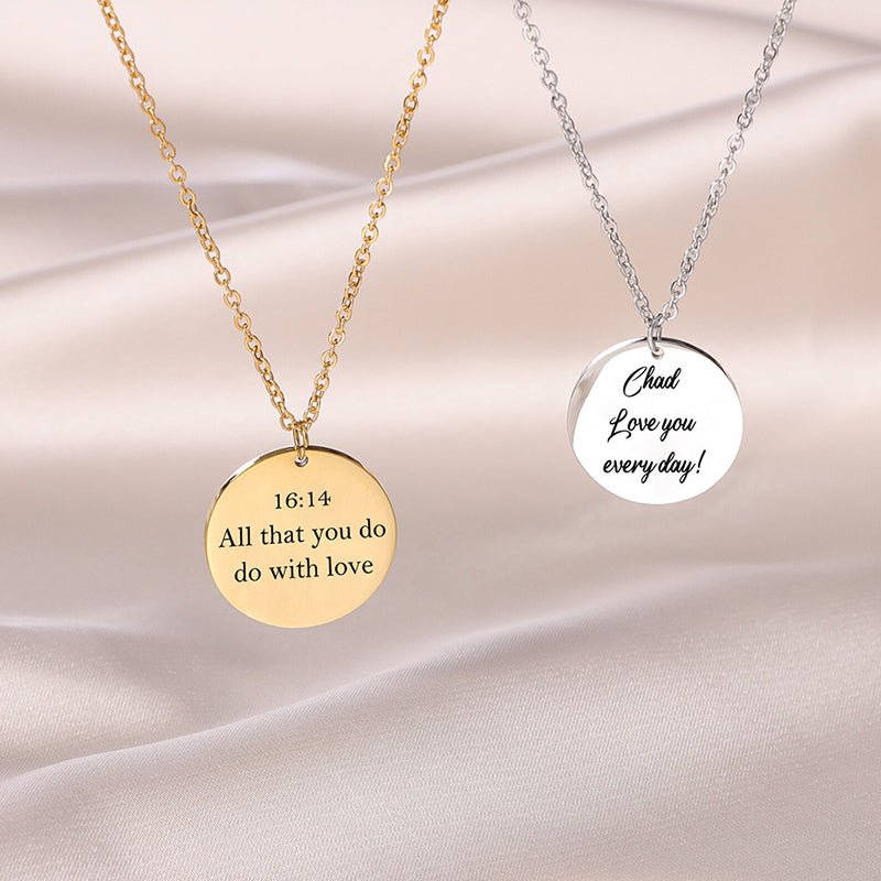 Personalized Disc Necklace Custom Gift for Women