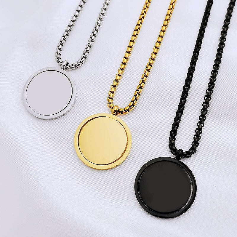 Personalized Name Custom Picture Round Pendant Necklace