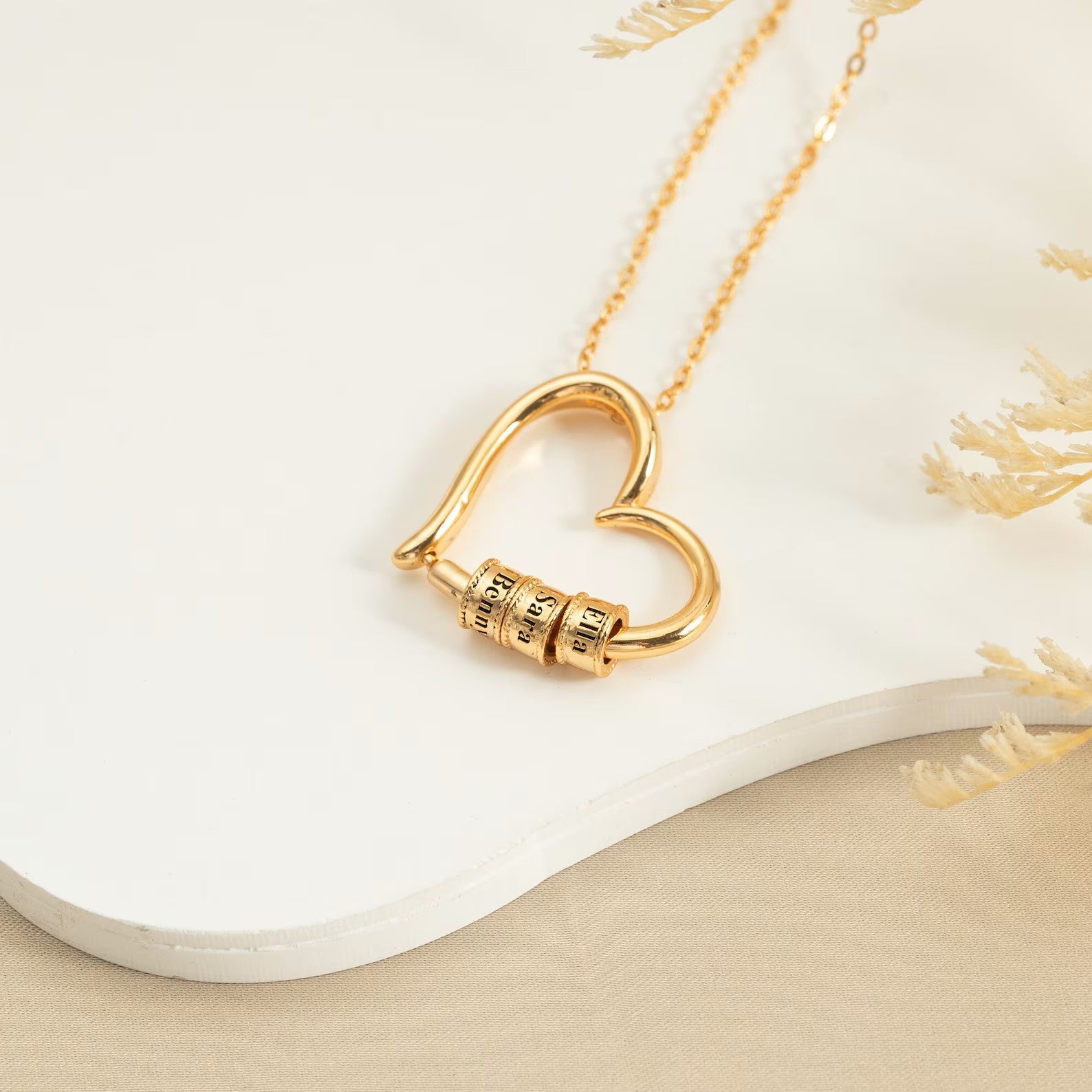 Personalized Family Name Beads Pendant Necklace