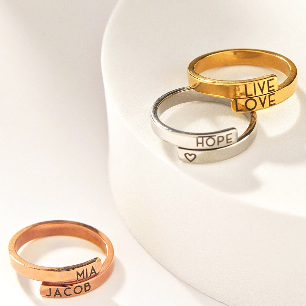 Personalized Adjustable Engraved Name Ring
