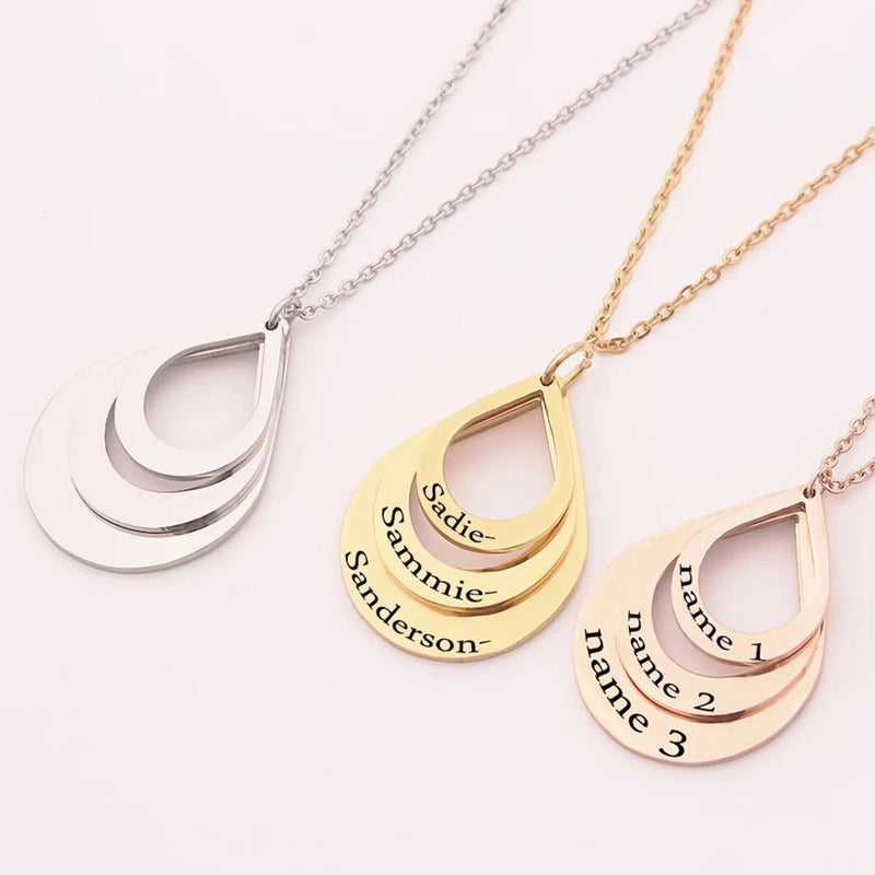 Personalized Engraved Family Name Necklaces Gifts For Mother's Day