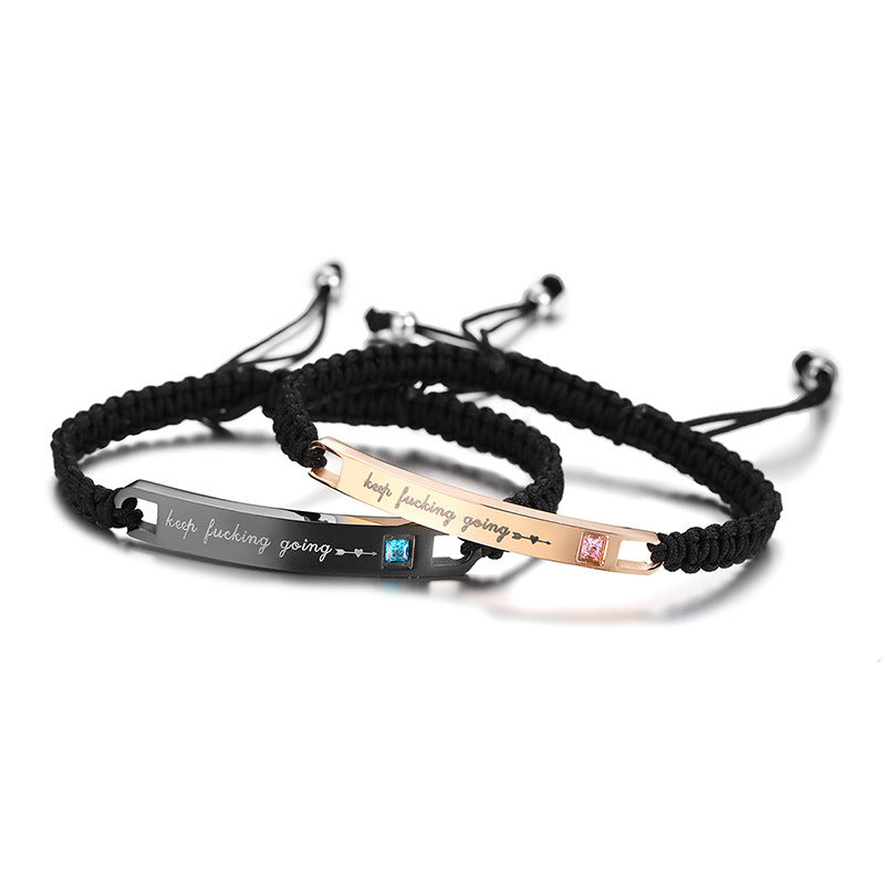 Custom Message Woven Bracelet for Couples