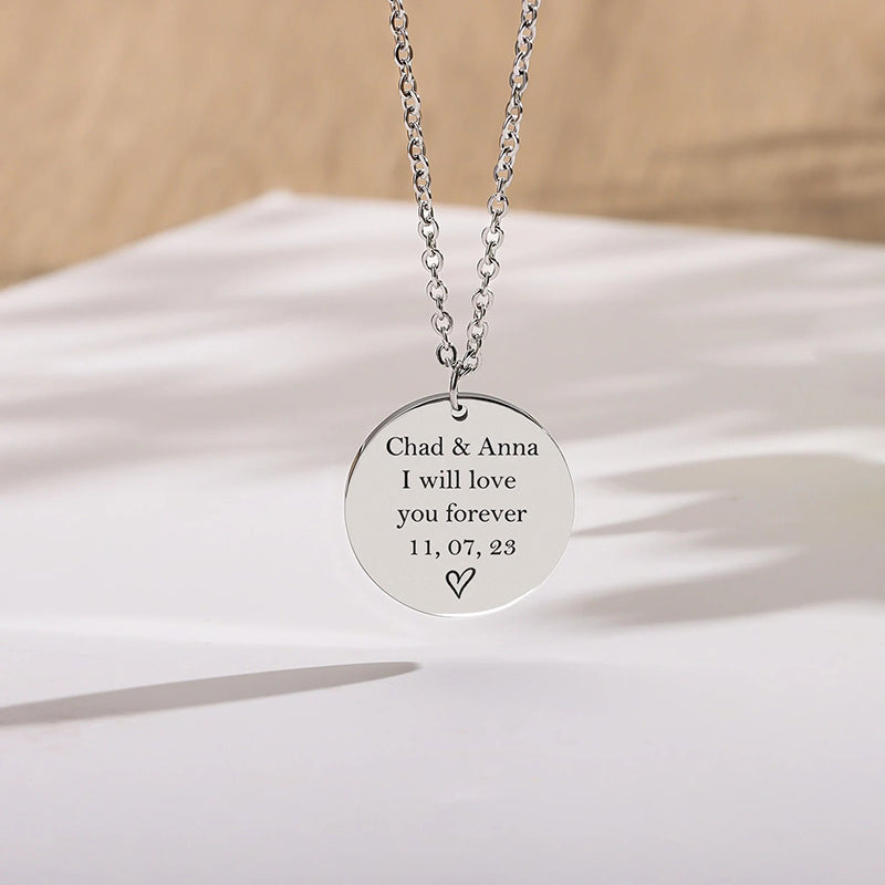 Personalized Disc Necklace Custom Gift for Women