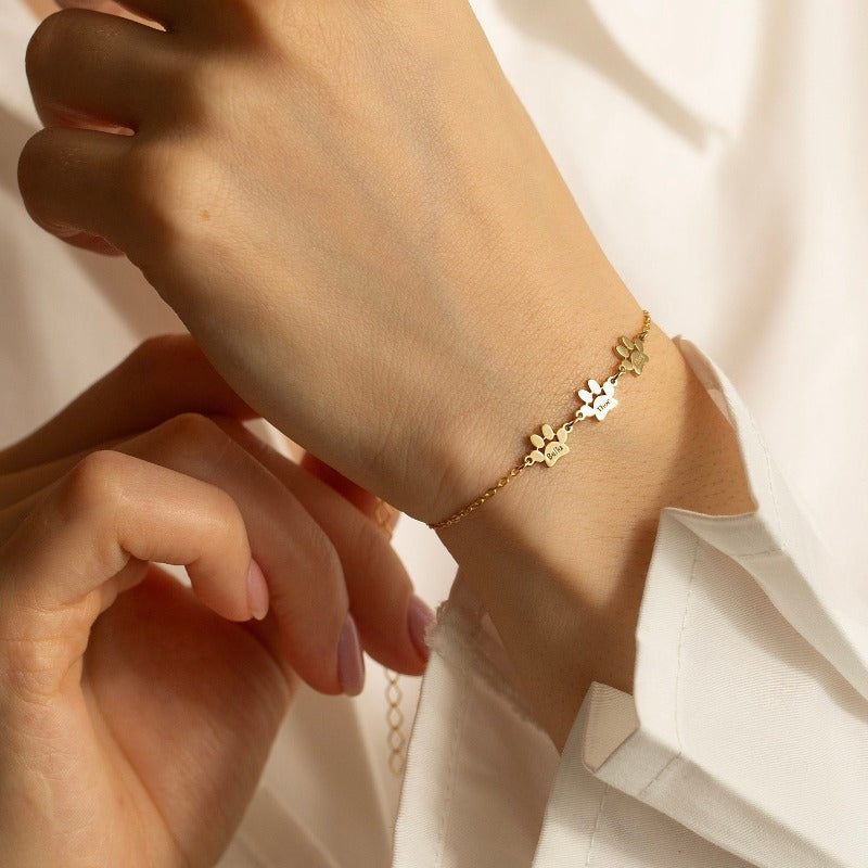 Personalized Pet Dog Cat Name Bracelet for Mom Women, Pet Lover Gift