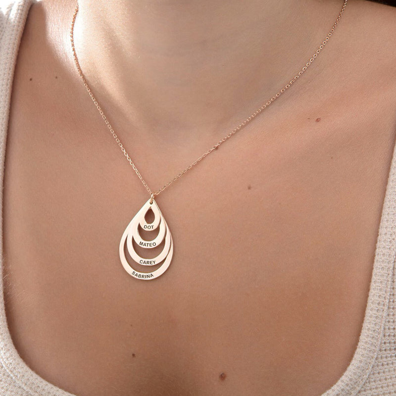 Personalized Engraved Family Name Necklaces Gifts For Mother's Day