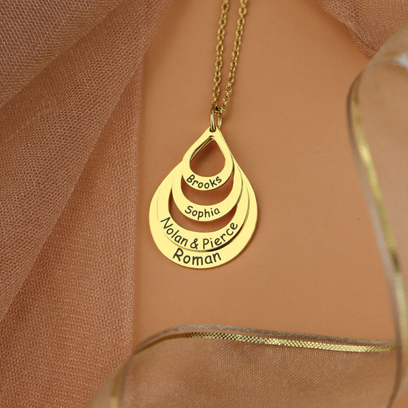 Personalized Engraved Family Name Necklaces Gifts For Mother's Day