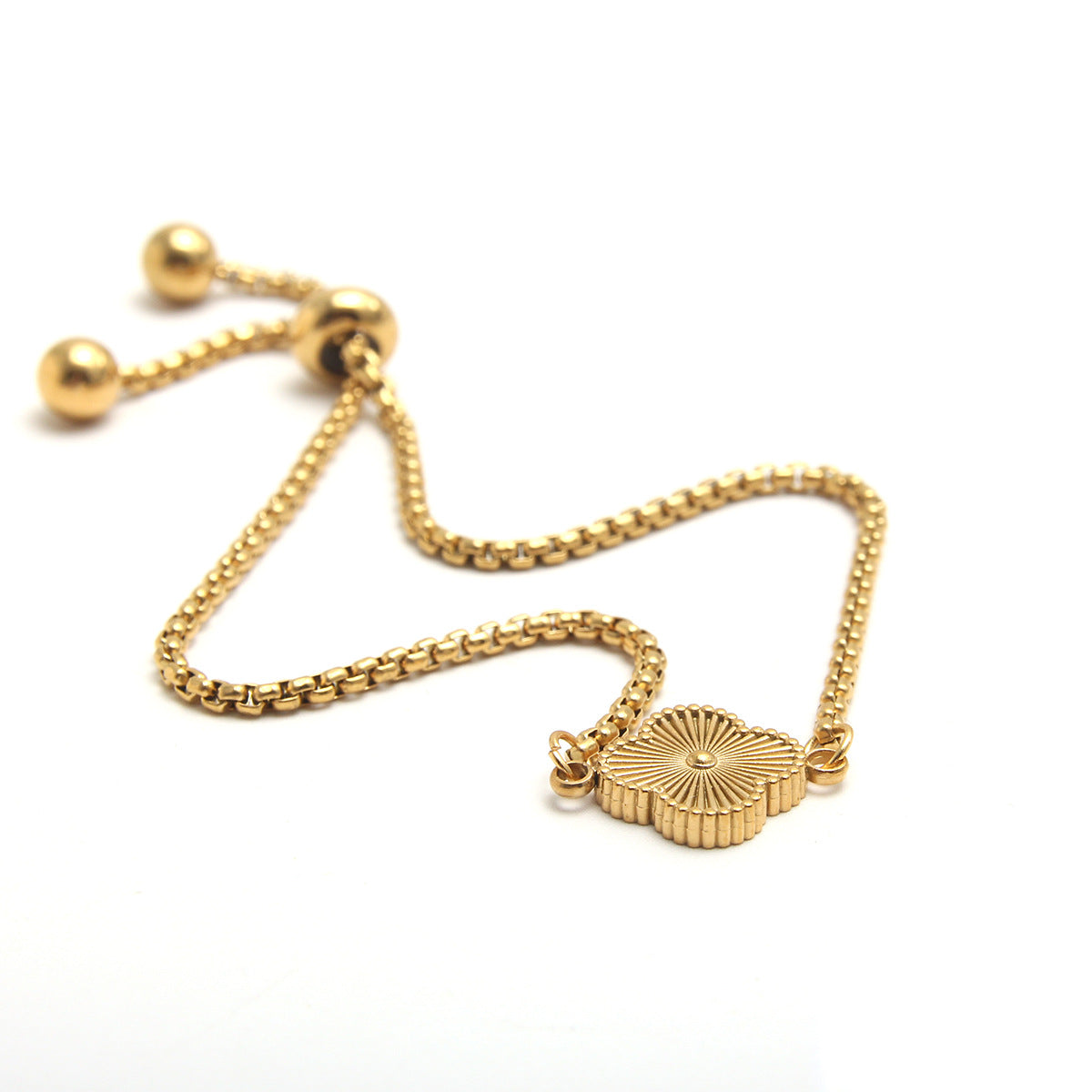 18K Plated Adjustable Four Leaf Lucky Clover Initial Letter Bracelet