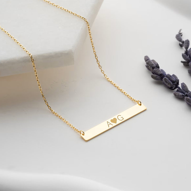 18K Plated Personalized Name / Message Bar Necklace