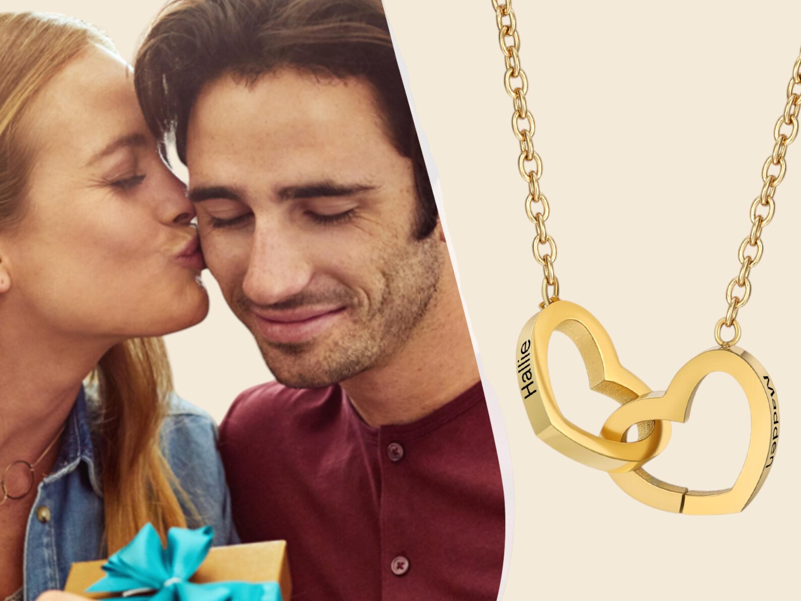 Engraved Name Heart Necklace Lover Necklace for Wife, Mothers, Girlfriend - Wedding Gift