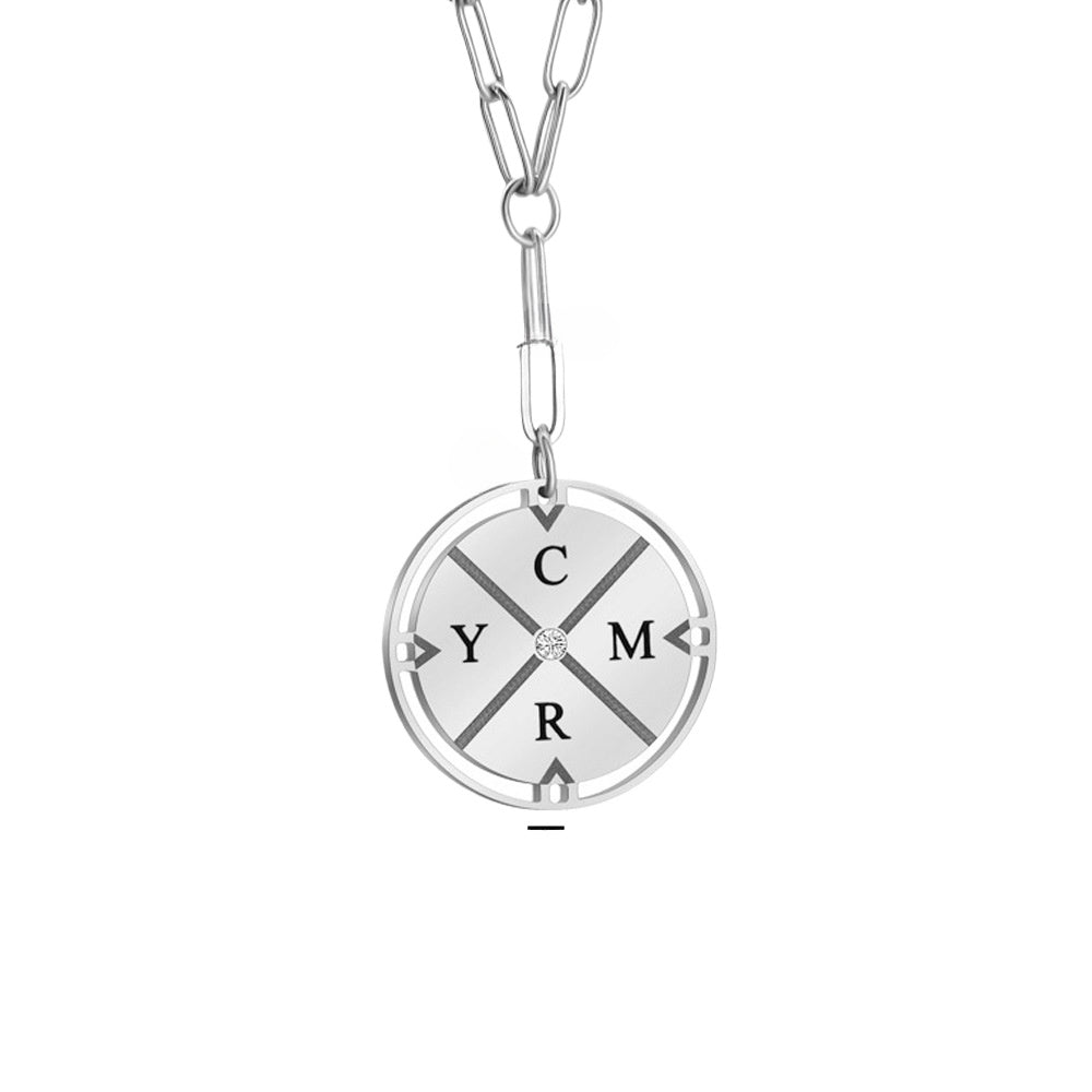 Custom Letter Compass Necklace for Couples Women Men