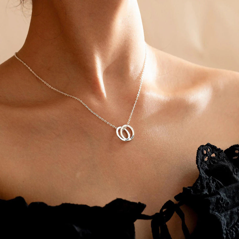 Custom Multi Circle Family Name Necklace for Mom Wife Grandma Women Friends
