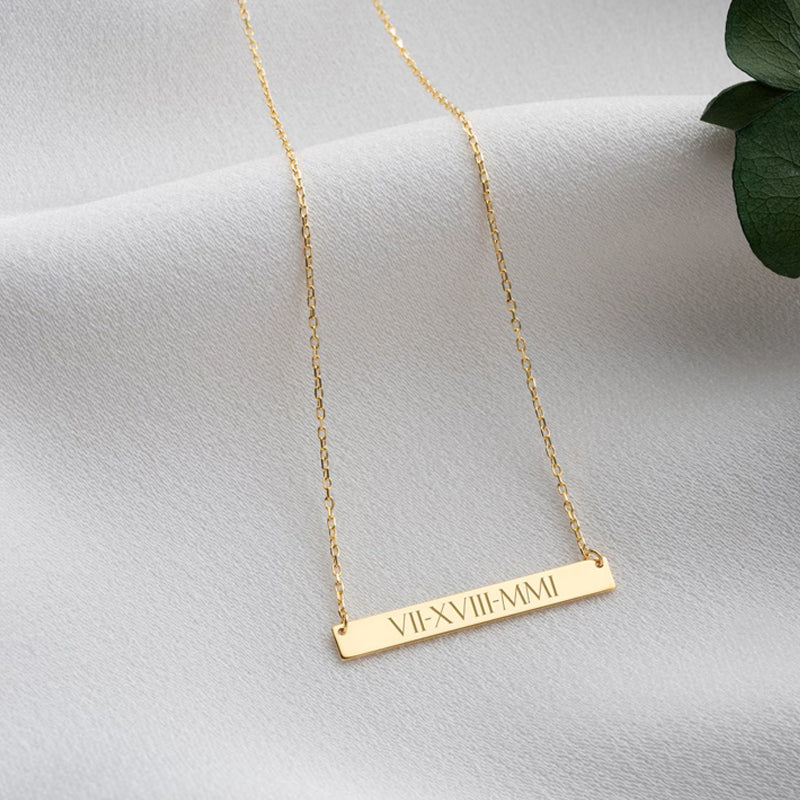 18K Plated Personalized Name / Message Bar Necklace