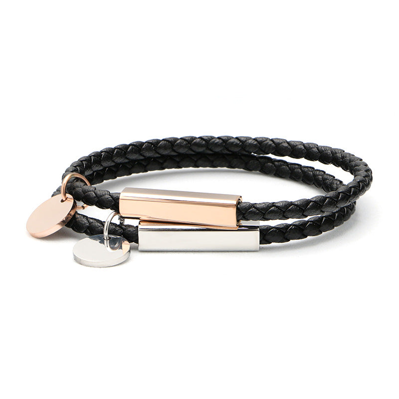 Custom Message Woven Couples Bracelet