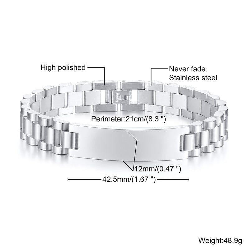 Custom Name Engraved Name Titanium Steel Bracelet for Men