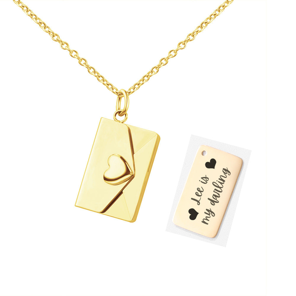 Envelope Necklace with Custom Engraving, Love Letter Secret Message Necklace, Gift for Girlfriend/Friend/Sister/Daughter/Wife/Mom/Women