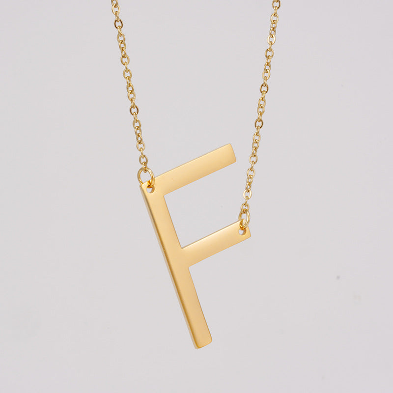 18K Plated Stainless Steel Big Initial Letter Necklace