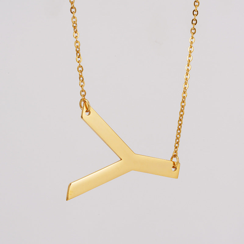 18K Plated Stainless Steel Big Initial Letter Necklace