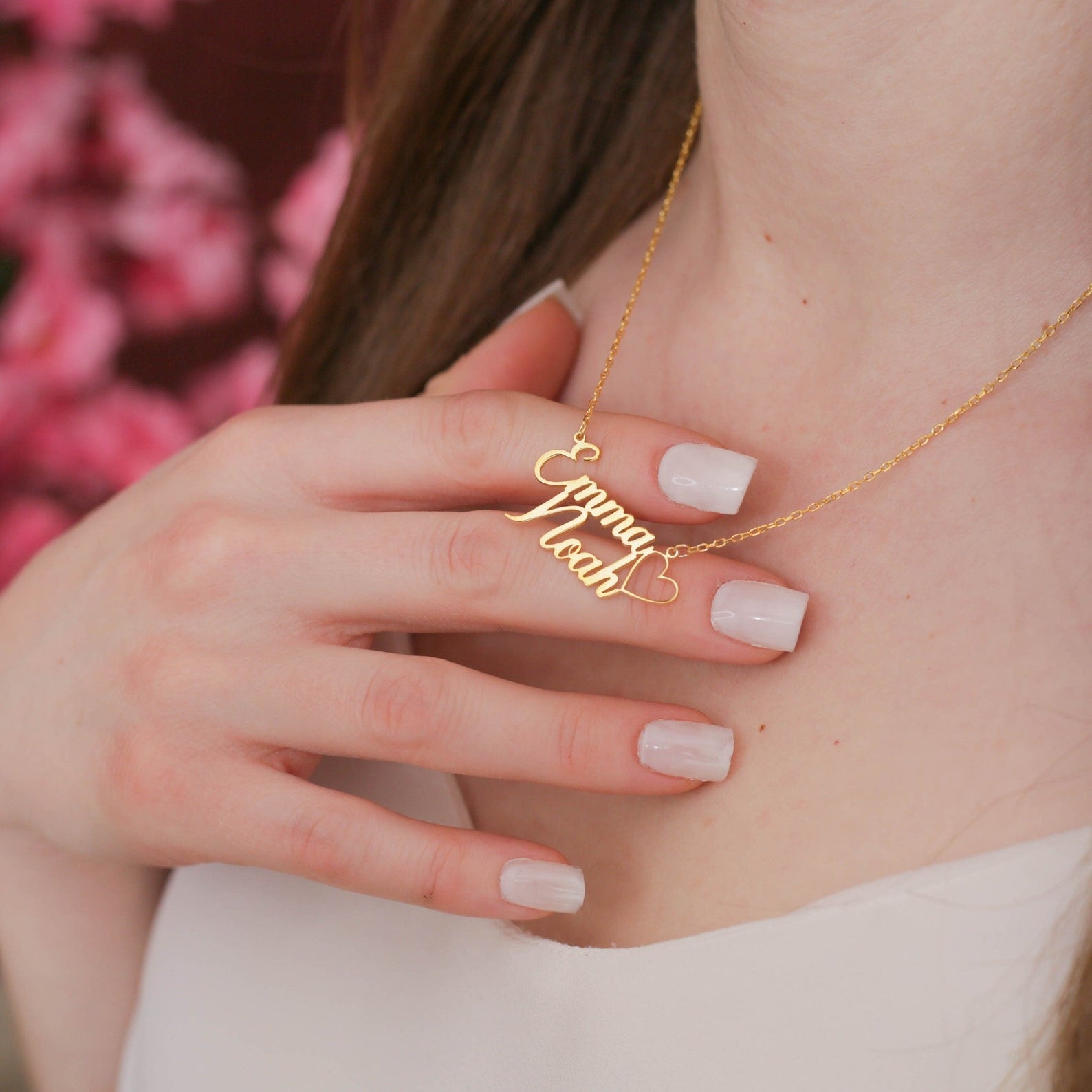 Name Necklace Double Layer Name Pendant