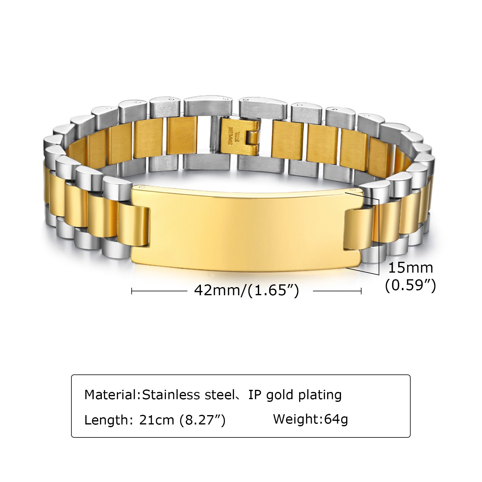 Custom Name Engraved Name Titanium Steel Bracelet for Men